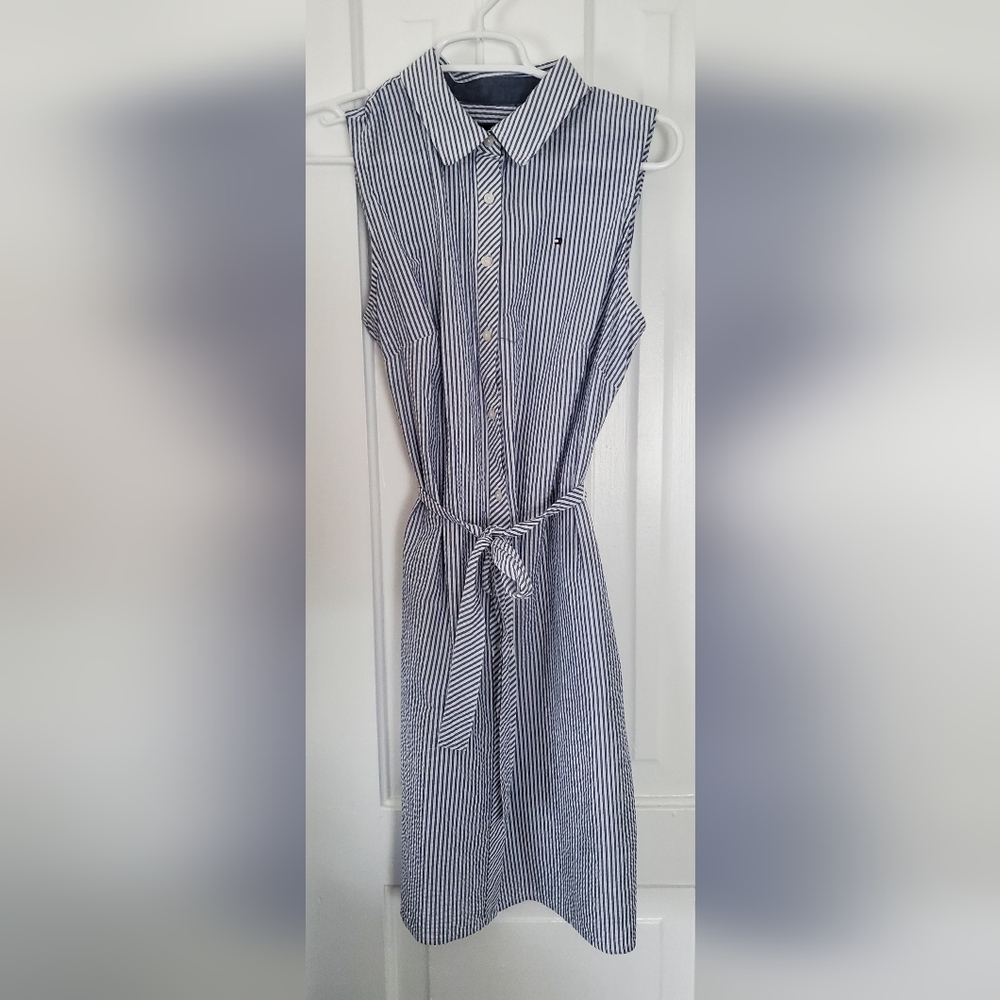Tommy Hilfiger Navy and White Striped Dress